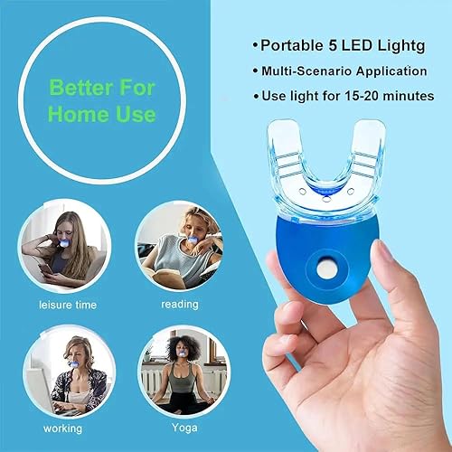 Miniatura 5 de RVEYi - Kit de blanqueamiento dental para dientes sensibles con luz LED, jeringas de gel blanqueador de dientes con peróxido de carbamida al 35% y