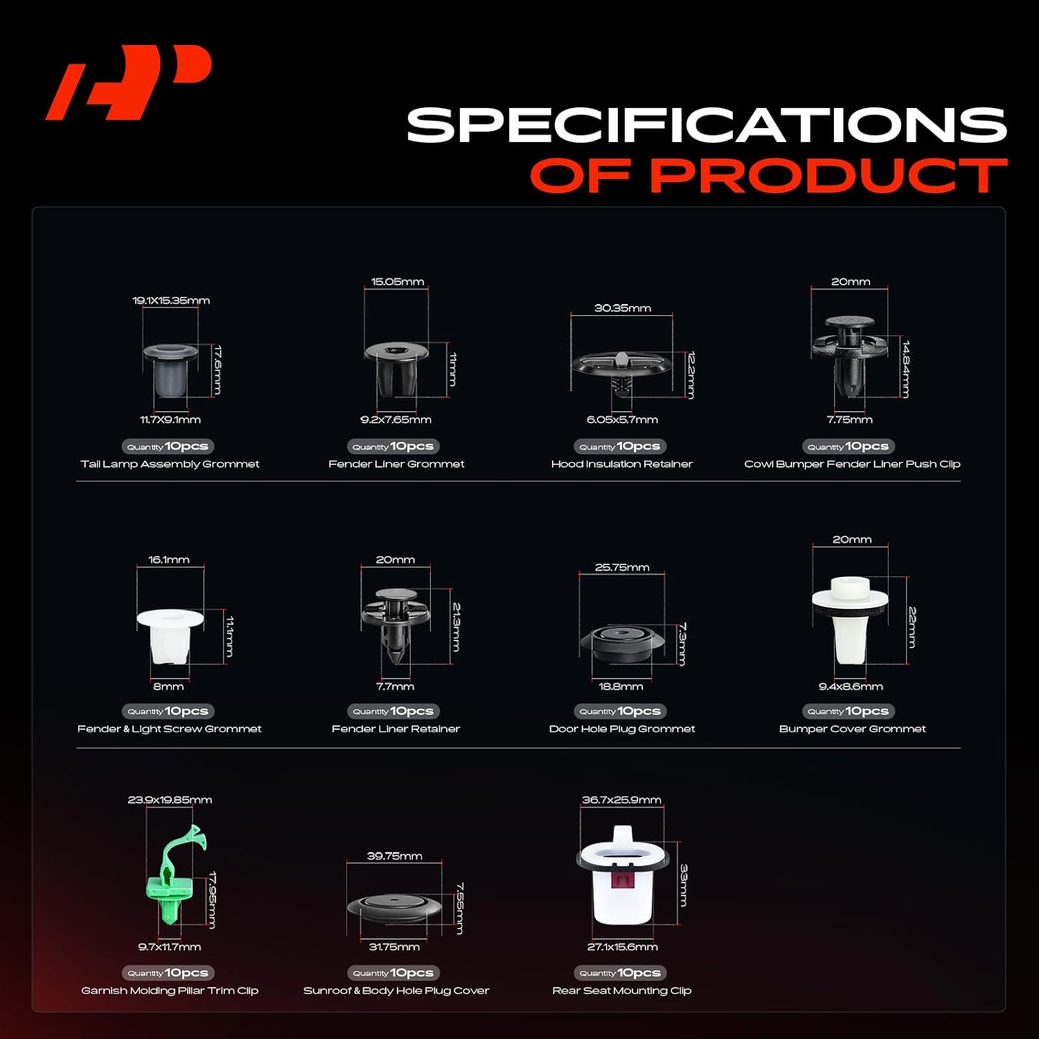 A-Premium 230 PCS 23 Sizes Car Retainer Clip Kit Compatible with Nissan Sentra 2013-2019 Bumper Fender Door Hood Insulation Auto Push Pin Plastic Rivet Fastener Replacement Set, w/Removal Tool