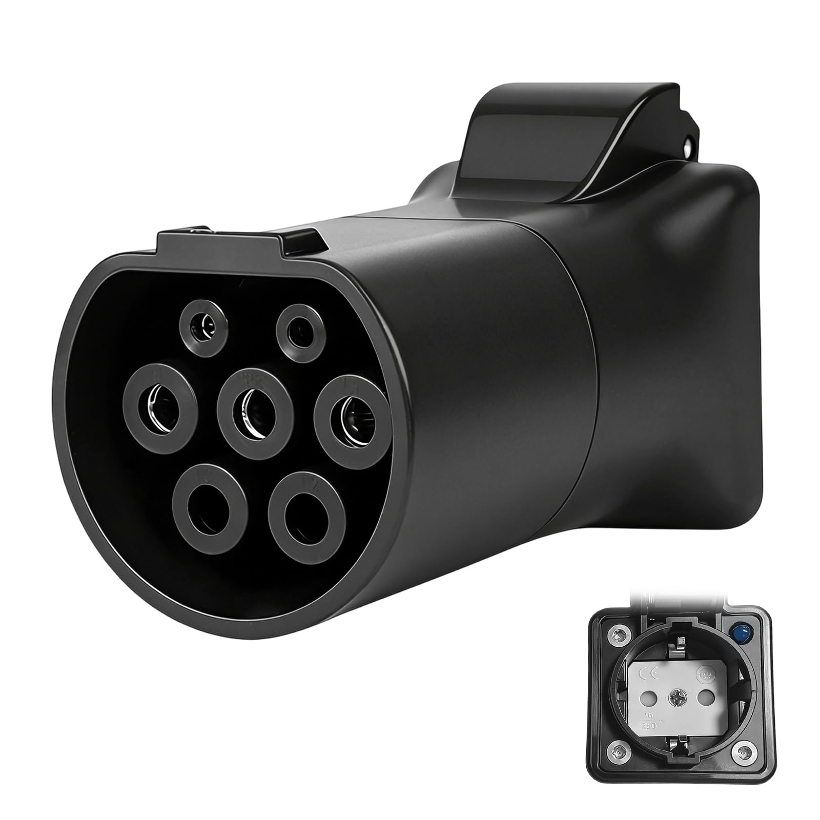 Adaptateur Type 2 vers Schuko, 3,5 KW 16A 220V Adaptateur de Station de Recharge Type 2 avec Lumière, Adaptateur V2L pour MG EV, Adaptateur de Recharge Compatible avec MG4, MG5, MG ZS, MG Marvel R