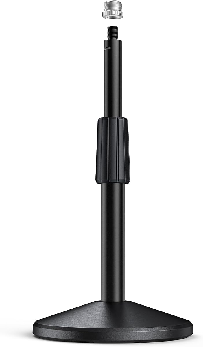 FIFINE BS2 Heavy Duty ADesktop Microphone Stand for Streaming Podcasting | Weighted Base Tabletop Mic Stand, Up to 4.4lbs, Height Adjustment, Twist Clutch & 3/8'' to 5/8'' Screw Adapter, for gaming