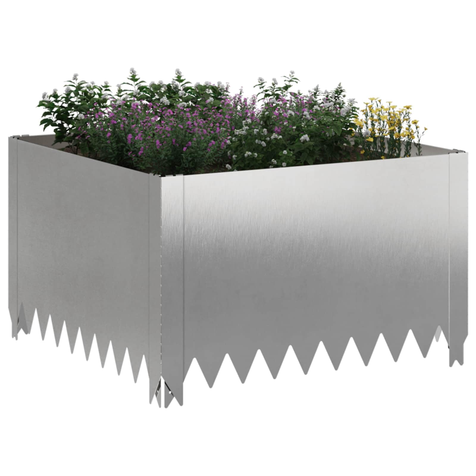 vidaXL Bordure de pelouse en acier argenté 60 x 60 x 35 cm