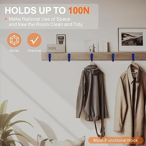 Miniatura 10 de 15 ganchos de pared para colgar, ganchos resistentes para colgar abrigos, mochilas, ganchos de metal negro para colgar en la pared, ganchos de ropa