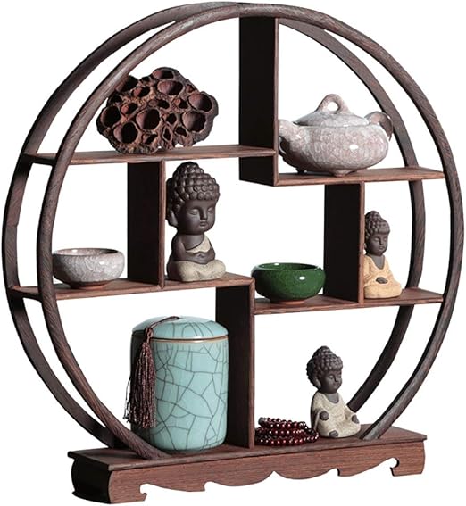 Amazon 飾り棚 ディスプレイラック 小物棚 リビング収納 木製 丸形 小さい インテリア 玄関飾り ブラウン 長さ 40cm 幅 6 7cm 高さ 40cm 丸形 オープンシェルフ ラック オンライン通販