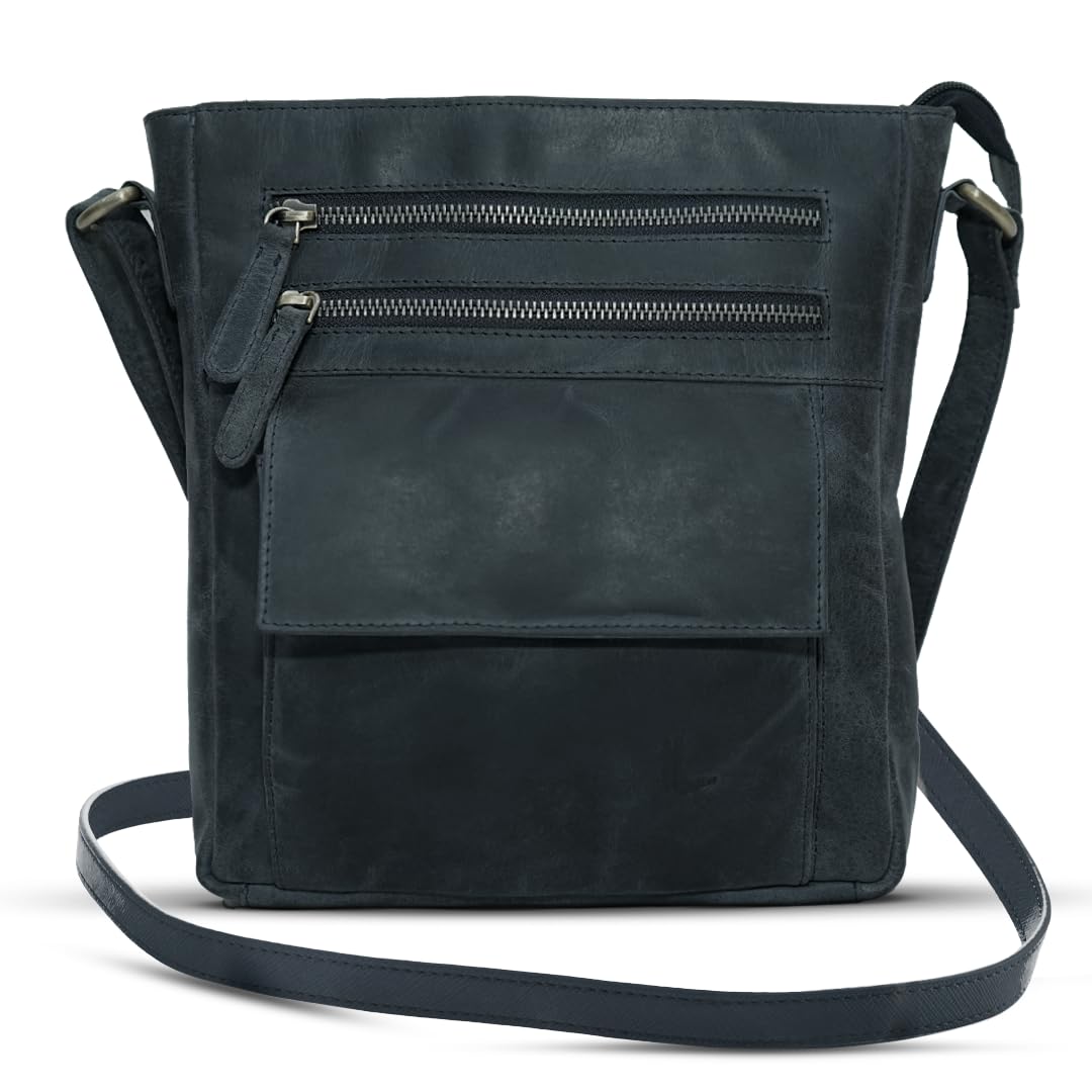 Real Leather Crossbody Bags for Women,Medium Cross Body Purse Sling and Cross Over Handbags with Metal Strap