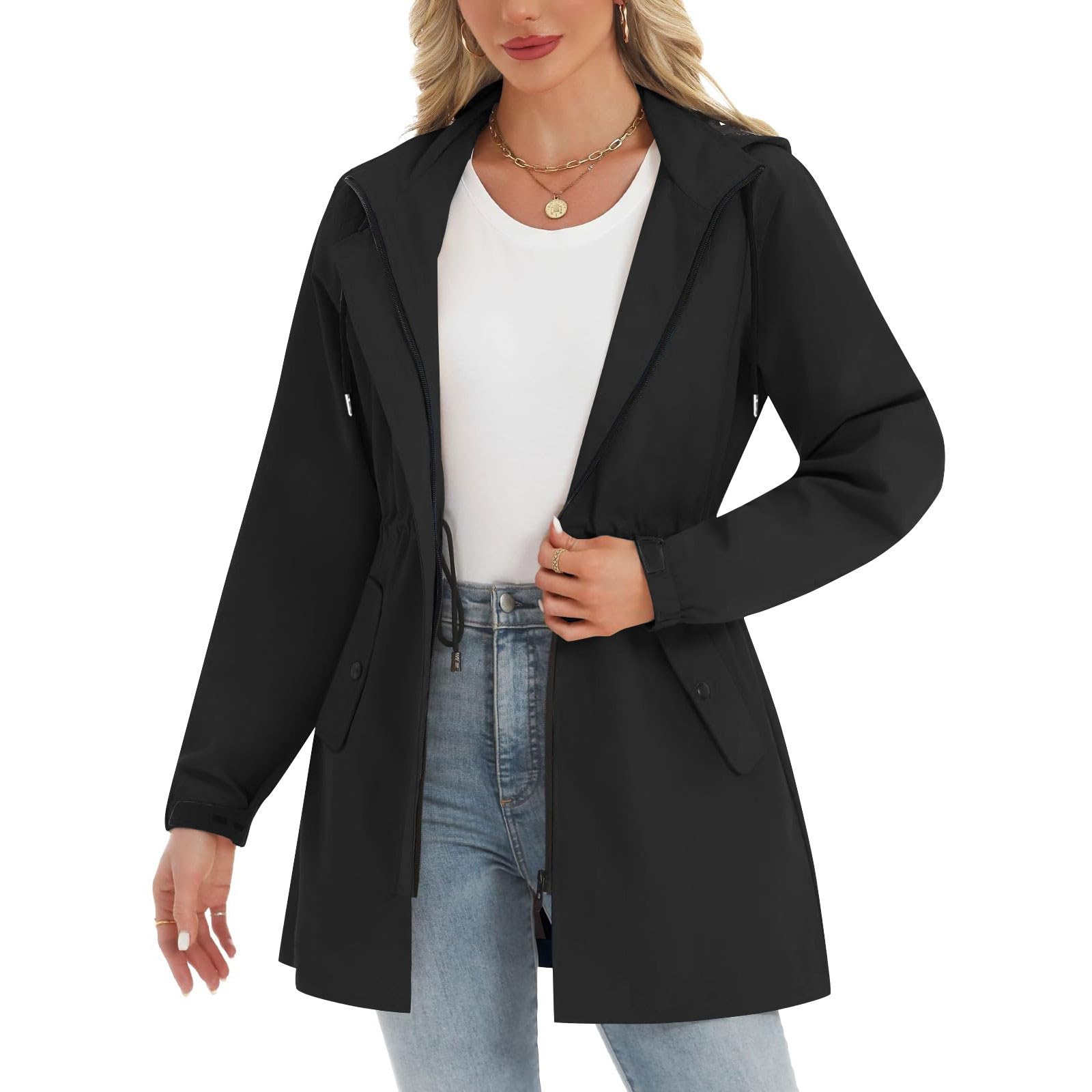Chaqueta Impermeable Transpirable Para Mujer, Softshell, Liso, Plegable, Con Capucha, Cortavientos, Senderismo, Primavera Y Otoño. Abrigos Lana Mujer Invierno Capucha Capelina Parka