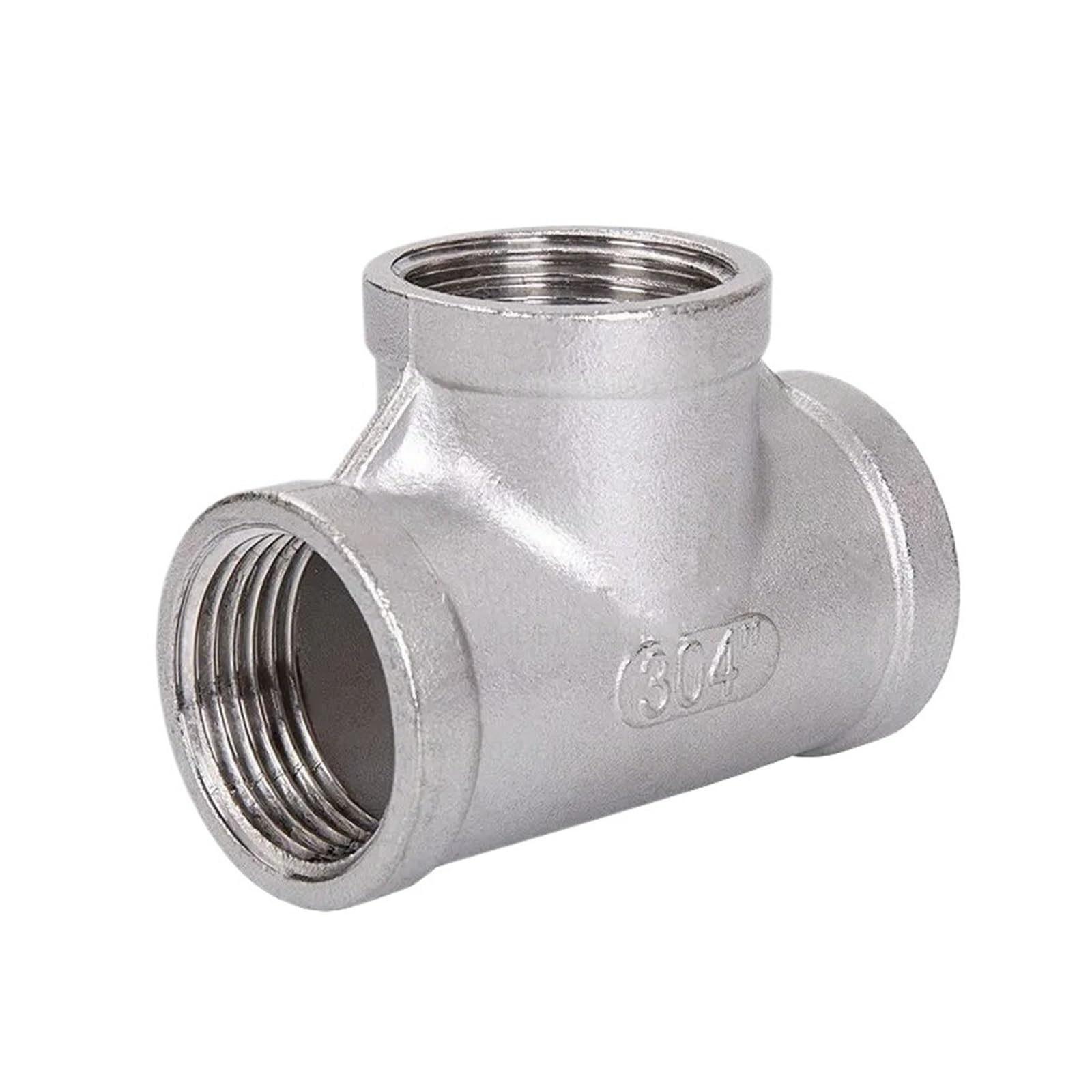 SS 304 Adaptador de acero inoxidable hembra rosca BSP acoplador de tubería de agua conector en T de 3 vías (2-0.5 pulgadas)