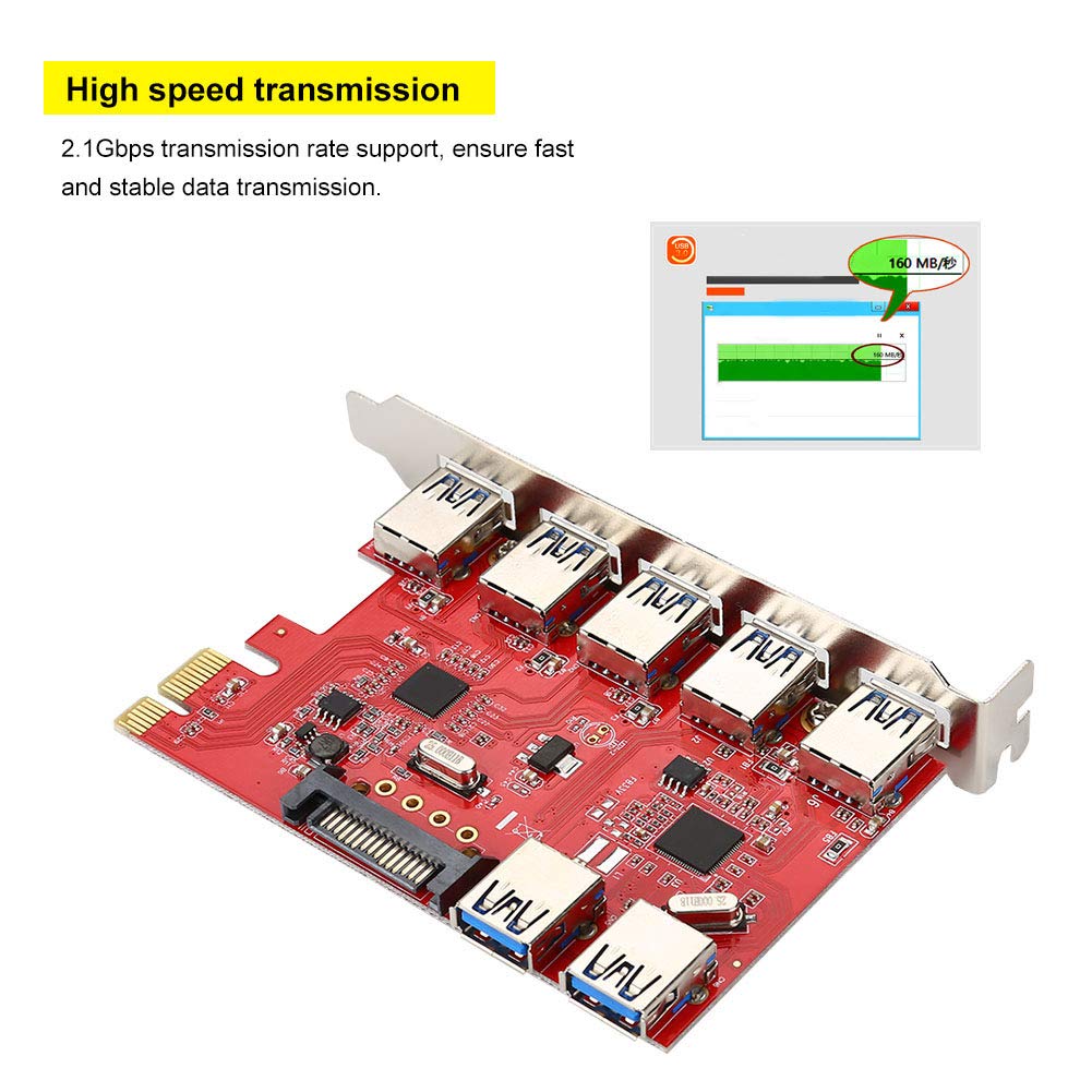 CCYLEZ Scheda di espansione da PCI a USB, Adattatore per Scheda di Estensione da PCI a USB, ultraveloce, ad Alta capacità, Adattatore per Scheda di espansione, velocità di trasferimento Dati Fino