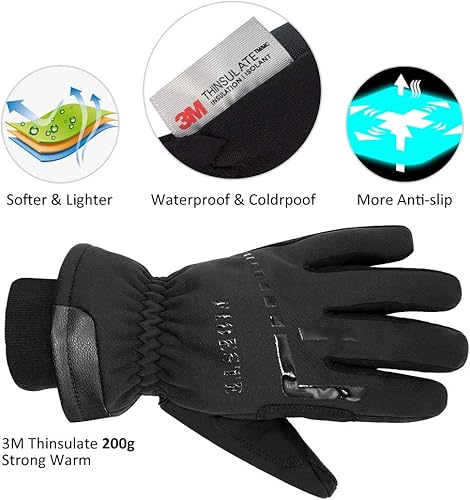 Miniatura 3 de -Guantes térmicos de invierno impermeables de 40 - Guantes cálidos Thinsulate resistentes al viento con pantalla táctil, para conducir y ciclismo,