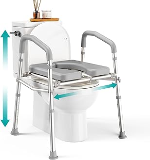 PELEGON Raised Toilet Seat with Handles (400lb) - Adjustable Height & Width Toilet Chair with Arms, Toilet Riser with Handles, Toilet Chair Over Toilet, Handicap Toilet Seat for Elderly (Grey)