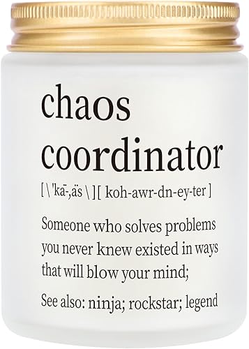 Regalos de coordinadora del caos, regalo de vela de agradecimiento para jefe compañero de trabajo, divertidos regalos de agradecimiento para mujeres