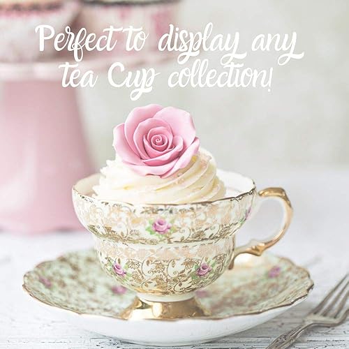 Miniatura 10 de BANBERRY DESIGNS Soportes dorados para tazas de té y platillos  Juego de 4 soportes para tazas de té de latón liso  Juego de tazas decorativas de