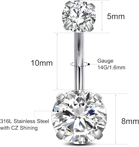 Miniatura 4 de JIESIBAO Juego de 66-113 piercings mixtos para todos los piercings de acero inoxidable 14G 16G 18G 20G nariz tabique cartílago tragus, aretes de