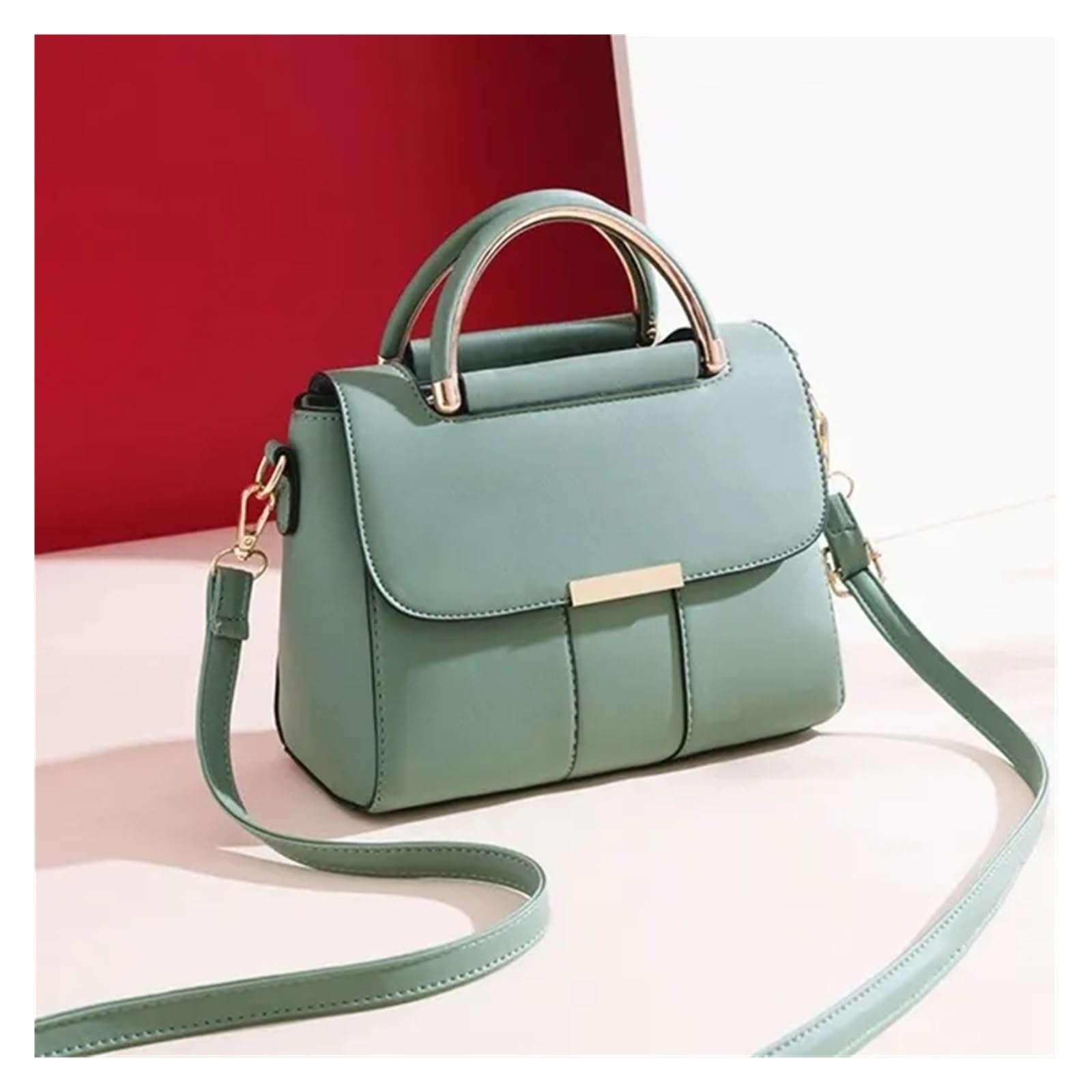 Bolso Bandolera de Cuero PU para Mujer Bolso con Solapa para teléfono con diseño de asa Superior,Gris-23 * 16 * 11cm