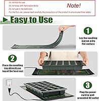 Vista 3 de Paquete de 2 alfombrillas térmicas de grafeno para bandejas de plántulas 1020, almohadillas térmicas impermeables de 20 W para germinación