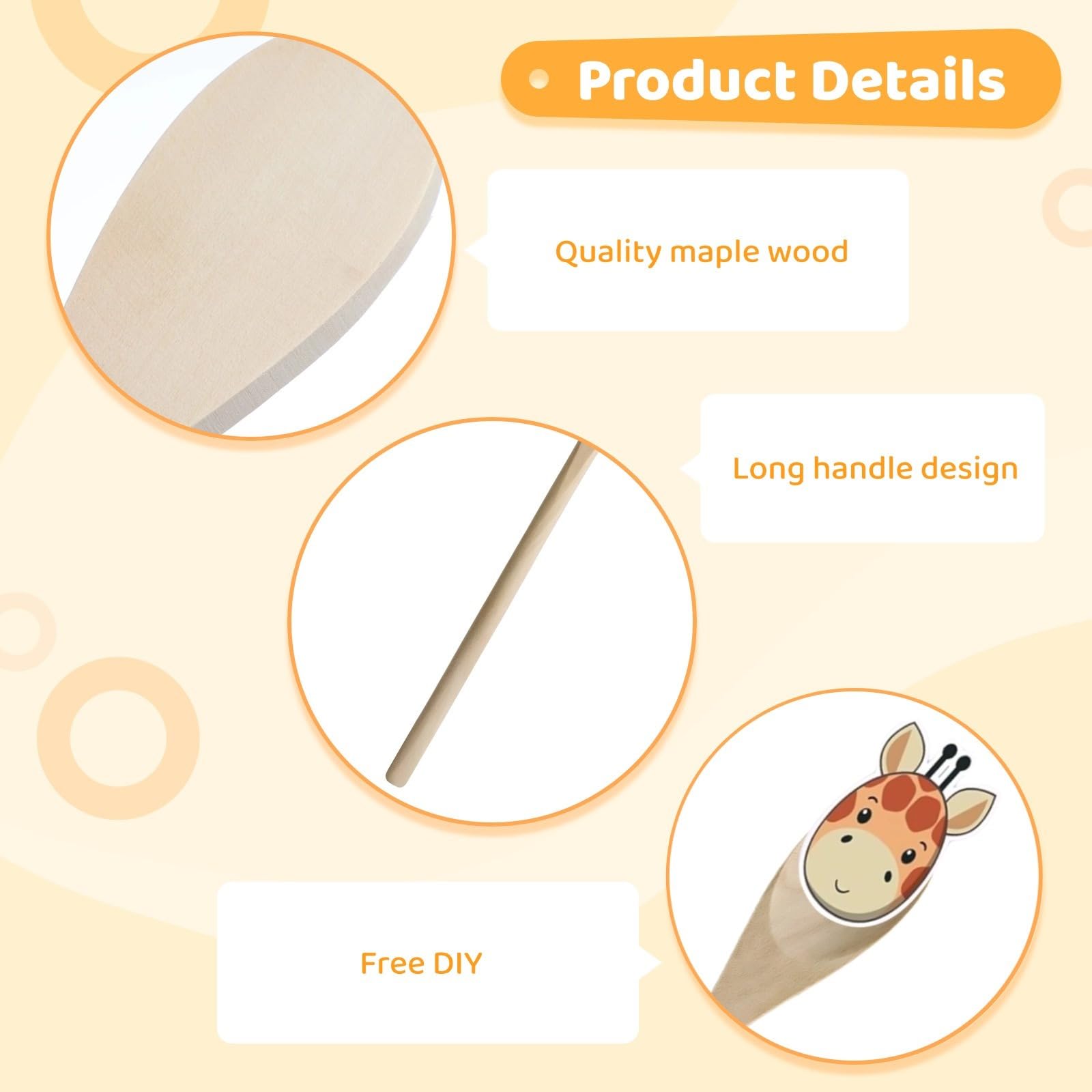 Holzlöffel für die Küche, 30,5 cm langer Griff, Bastel- und Backlöffel, Ahornholz, 50 Stück