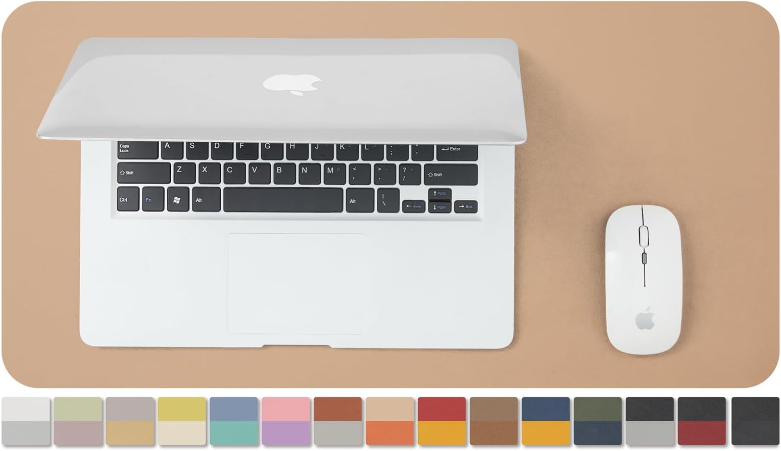 Compact Dual Sided Leather Desk Mat - Desk Pad for Office and Home - Desk Organization and Accessories - Ideal for Large Mouse Pad and Small Desk Mats on Top of Desks(Apricot+Orange,23.6"x 11.8")