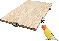 Vista 1 de Plataforma grande de soporte para pájaros de 13.6 x 7.9 pulgadas, accesorios de jaula de madera natural para animales pequeños, estante rectangular