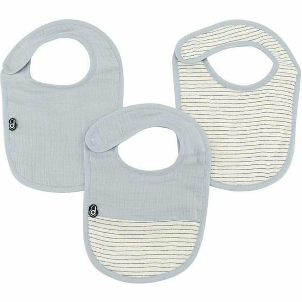Domiva - Set of 3 Vintage Blue Cotton Gauze Muslin Bibs 6-12 Months