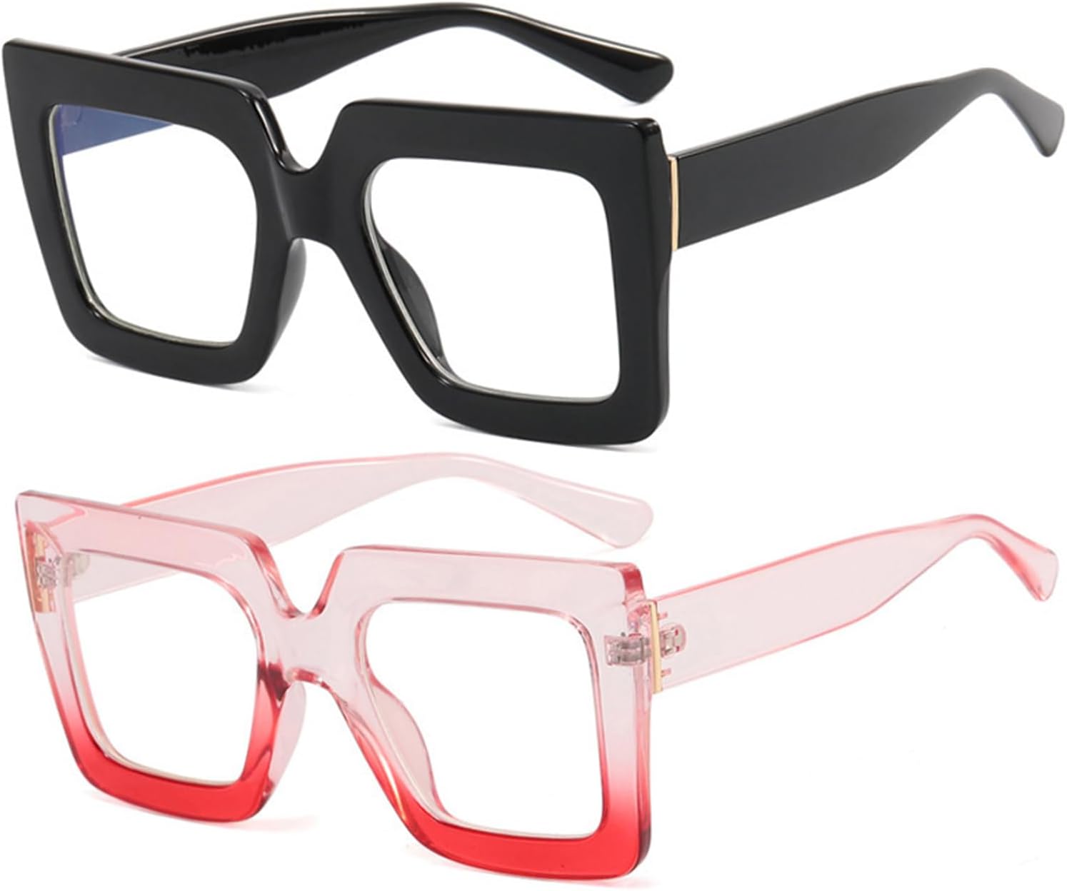 Onrtry Oversized Square Blue Light Glasses for Women Men Thick Frame Big Computer Eyewear Non-Prescription Eyeglasses - Image 2