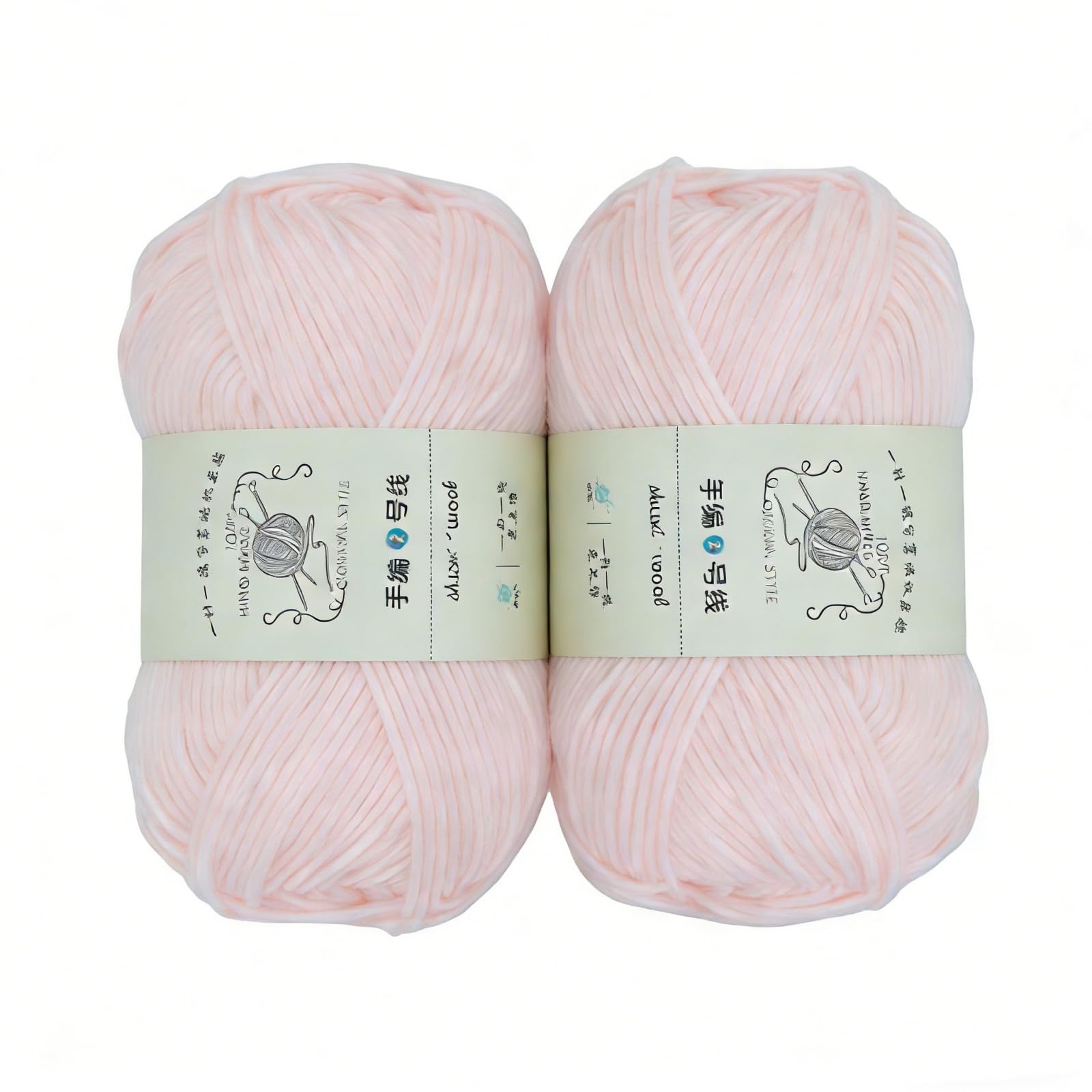 6-Ply Milk Cotton Yarn for Crochet and Knitting - Soft Medium Weight Yarn Ball (3mm), for DIY Blankets, Scarves, Hats (02 Light Pink)