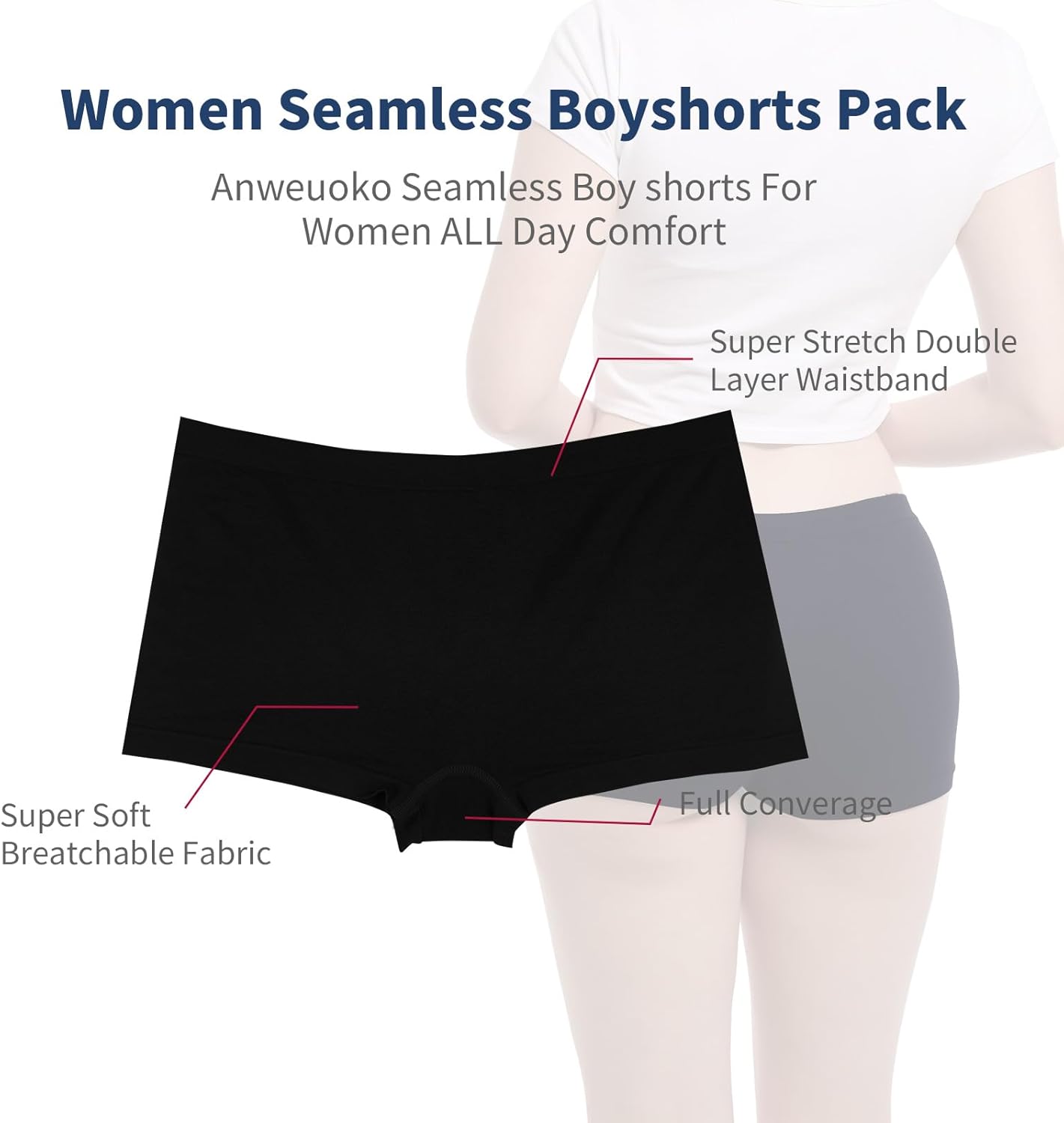 Seamless Boyshort Underwear For Women Nylon Spandex Boyshorts Panties Soft Stretch Boy Shorts Underwear MultiPack - Image 5