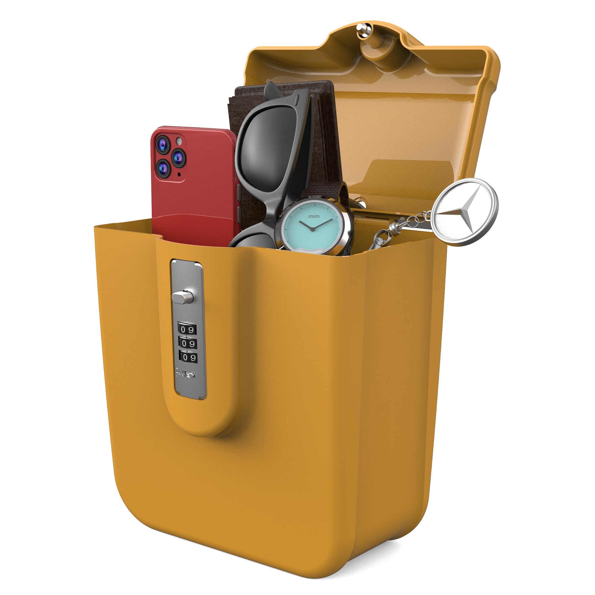 Up Security Orange Lock Box With Combination Lock For Beach Vacation Essentials, Small Portable Safe For Travel, Cruise, Outdoor Storage Lockbox For Cash, Handgun, Medicine, Money, Phone, Kids Personal Safe