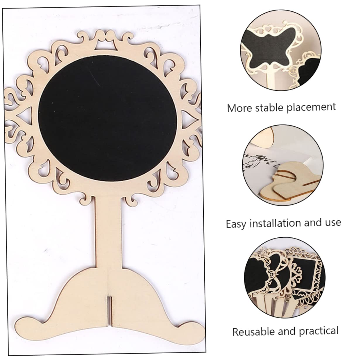 Generic 6Pcs Creative Chalkboard Standing Blackboard with Hollow Designs for Home Cafe and Party Use Reusable Message Boards for Writing and Displaying