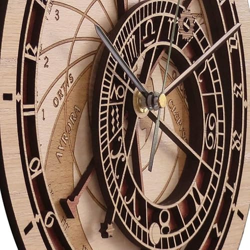 Miniatura 3 de Reloj de pared creativo Praga, reloj astronómico de madera para sala de estar, reloj de pared de cuarzo, decoración del hogar, reloj de madera