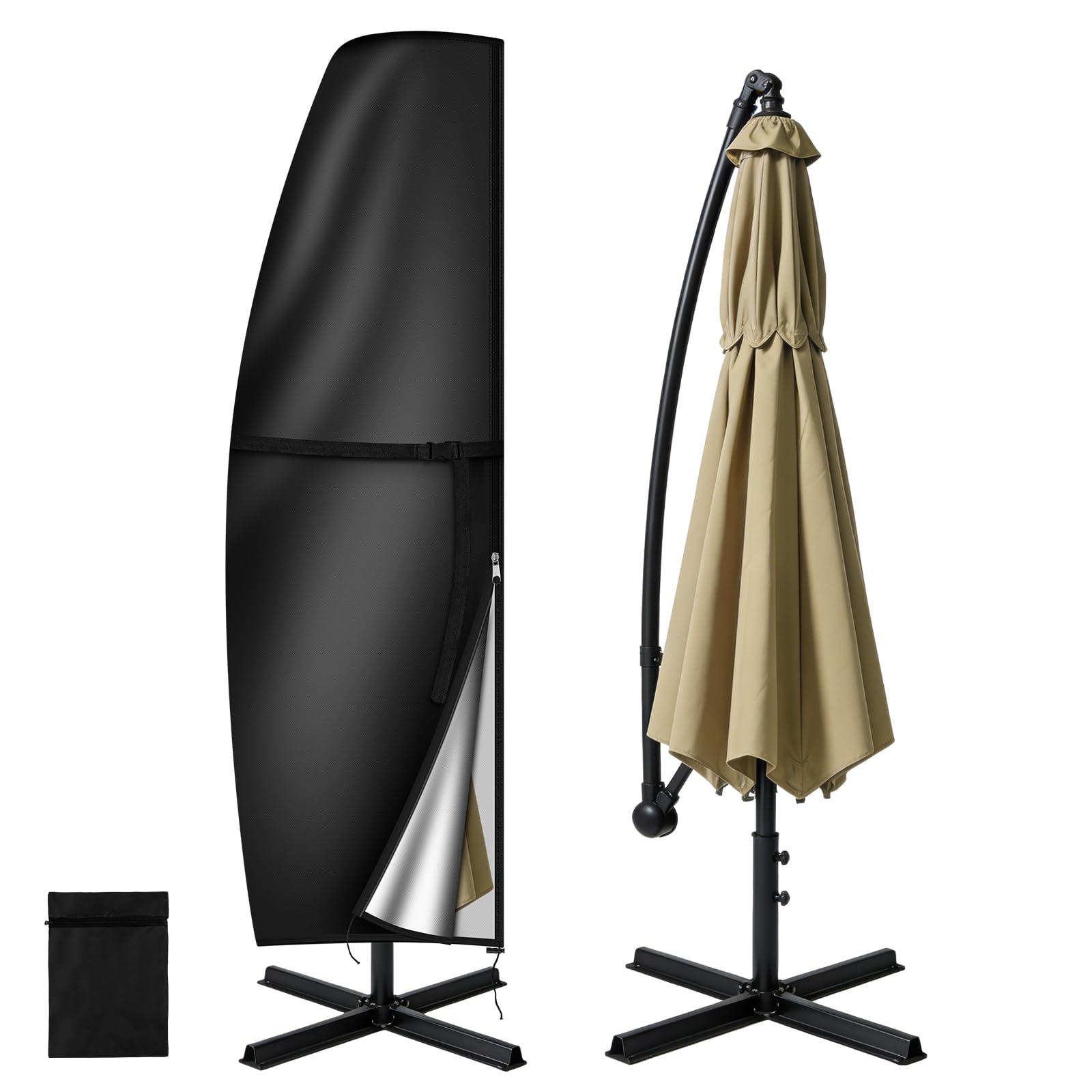 AOOWU Parasol Cover Waterproof, Heavy Duty Garden Parasol Covers, 190 x 30 x 50CM Extra Large Cantilever Patio Umbrella Cover With Zipper, Fit 2m to 3m Garden Umbrella Cover, Outdoor Umbrella Parasol