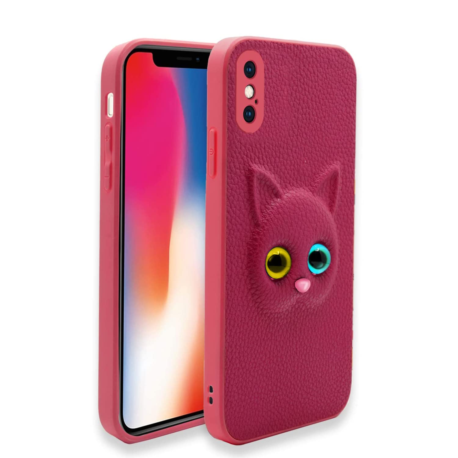 Pikkme Back Cover for Girls | Cute Cat Leather Finish | Soft TPU | Case for iPhone X/Xs (Pink) (B0BGMGZP58) Amazon Price History, Amazon Price Tracker