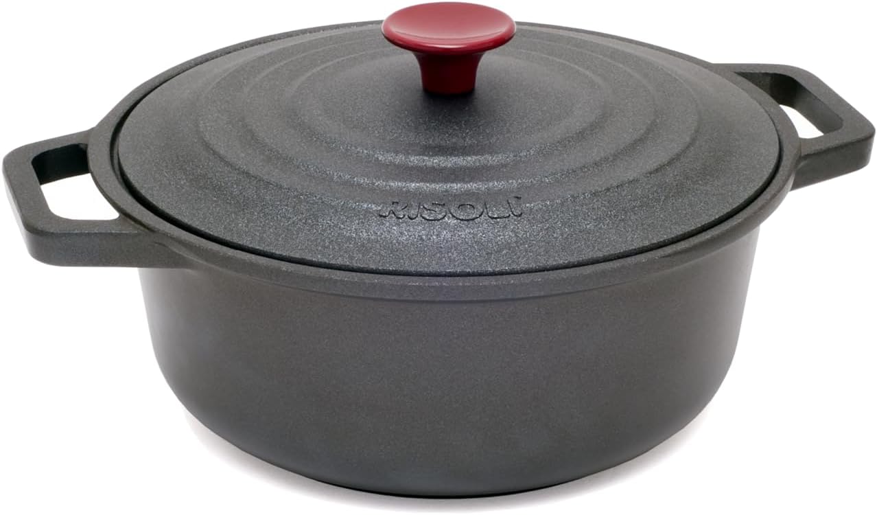 RISOLI Vinum Non-Stick Induction Casserole Dish Diameter 20 cm with Melting Lid Slow Cooking Recycled Aluminium Made in Italy