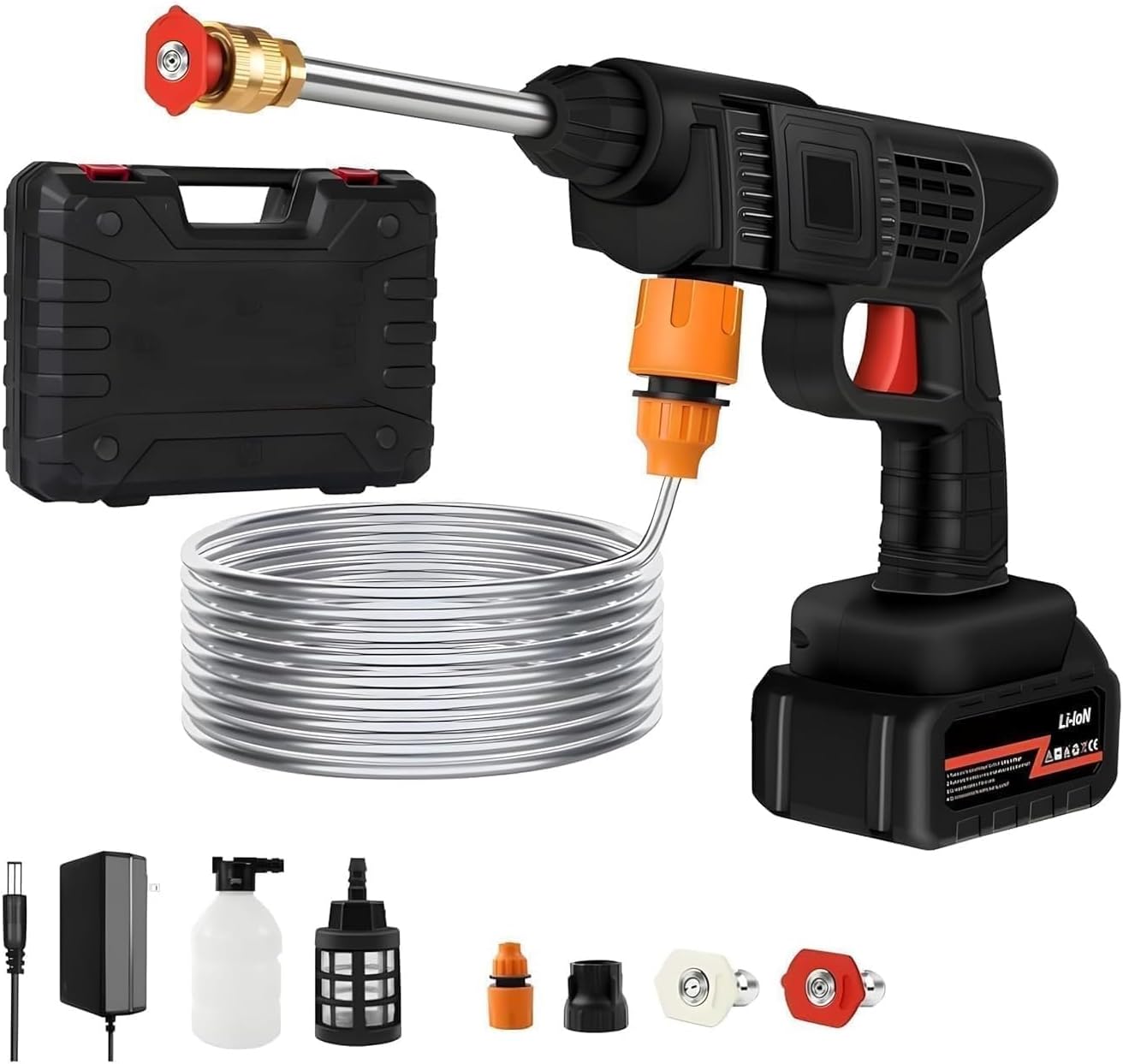 48V Portable Rechargeable Battery12000mah Cordless Gun Cordless Power Washer Gun | Handheld Pressure Washer for Car Floor Cleaning Car Washer Gun (Single Battery)