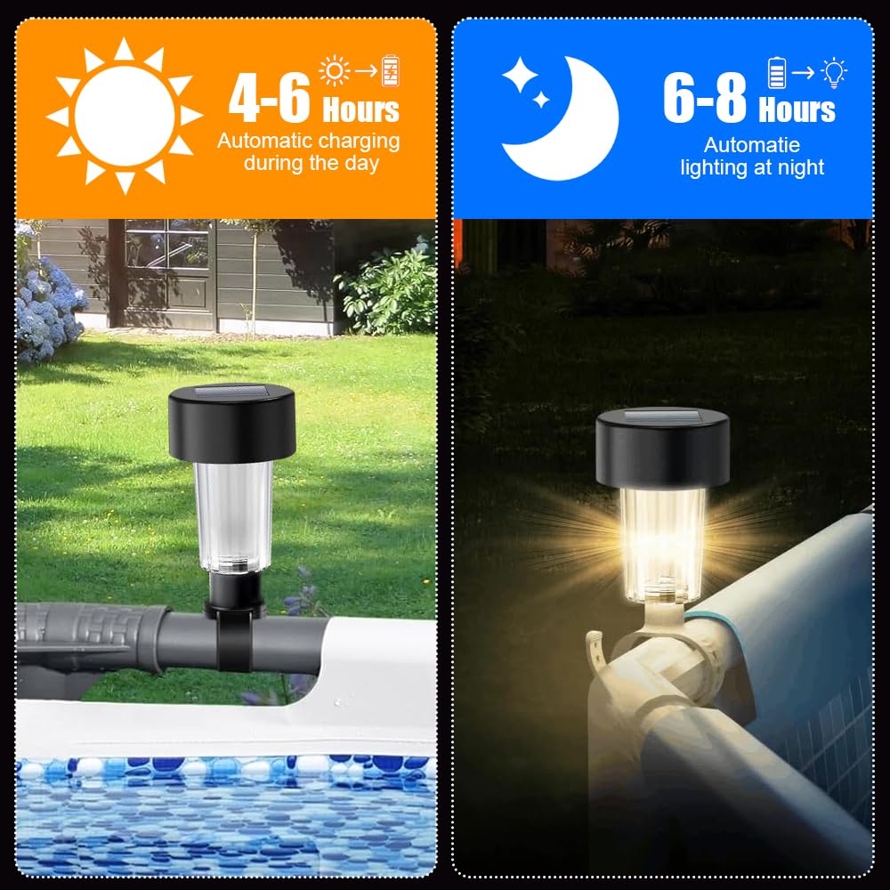 Luces Piscina, 8PCS Lámpara Solar de Jardín, IP65 Impermeable Luces Para Piscina, Luces Solares LED Exterior Jardin,Accesorios de Piscina,para Jardín, Patio, Calzada, Piscina y Camping