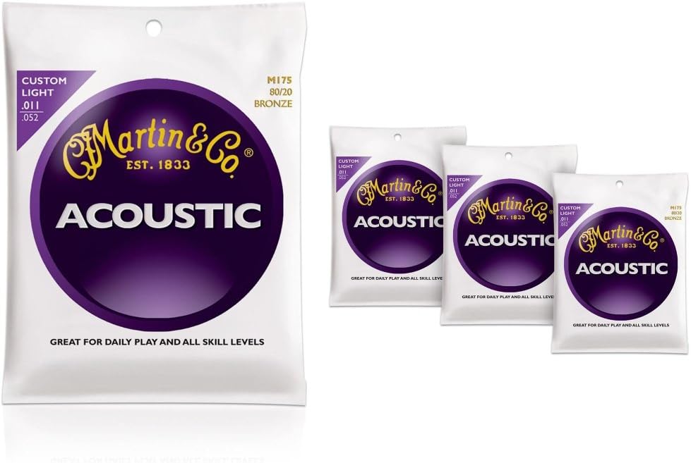 Martin M175 Traditional Bronze Custom Light Acoustic Guitar Strings - 4 Pack