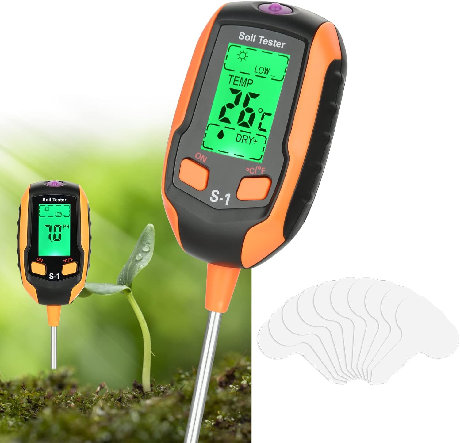 Soil pH Meter,4IN1Soil Moisture Meter for Houseplants,Soil Test Kit