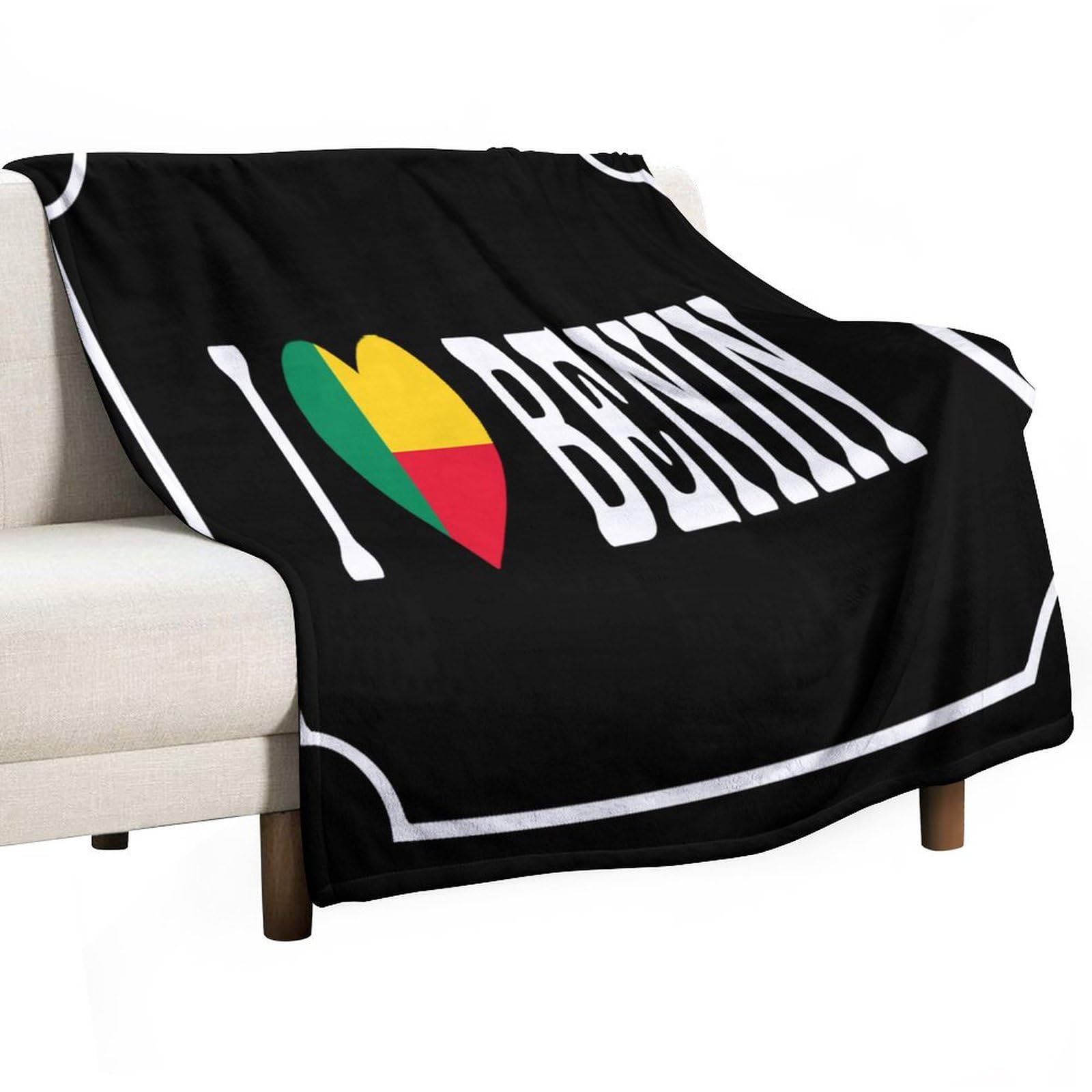 Couverture Bénin 178x203 cm plaid doux en peluche avec drapeau national pour lit et canapé