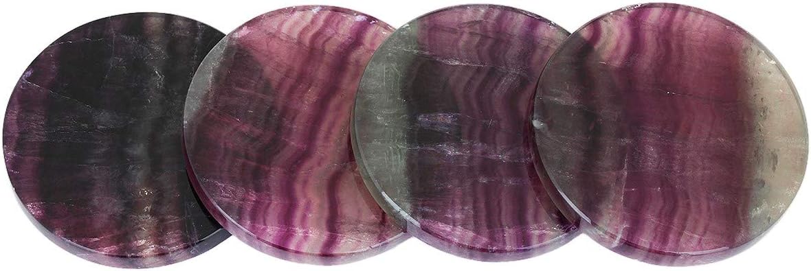 mookaitedecor Natural Purple Fluorite Crystal Slice 7.5cm Small Purple Crystal Coaster Decorative Healing Crystal Stone Slab for Wedding Name Card Place Card Paperweight Round Purple Crystal Plate - Image 4