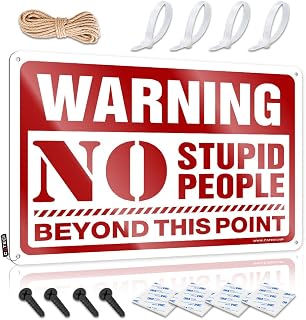 Mens Room Sign Warning No Stupid People Beyond This Point Sign Metal Bar Signs Funny Vintage Signs(20X30CM)