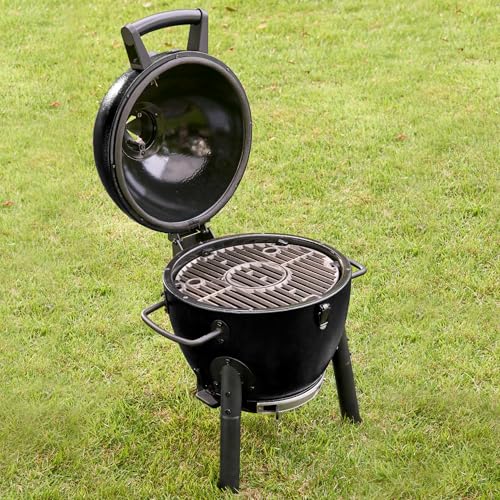 Image of Char-Griller AKORN Jr. Portable Kamado Charcoal Grill and Smoker with Cast Iron Grates and Locking Lid with 155 Cooking Square Inches in Black