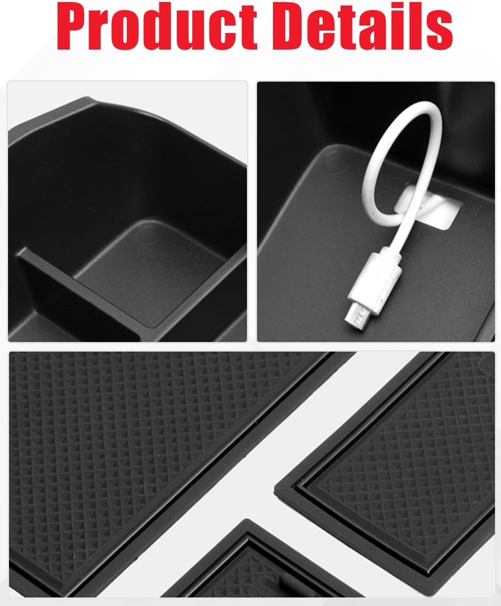3PCS Center Console Organizer Compatible with 2020-2024 Land Rover Defender 90 110 130 (ONLY for Refrigerator Version) Armrest Storage Box Insert Tray Sets Interior Accessories