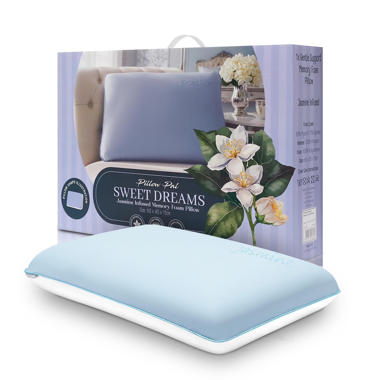 GC GAVENO CAVAILIA Jasmine Scent Pillow Memory Foam with Removable Cover
