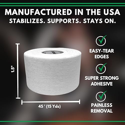 Miniatura 3 de SHIELD Paquete de 3 cintas atléticas blancas  Fabricado en Estados Unidos, 1.5 pulgadas x 15 yardas. Fácil de rasgar, muy fuerte. Primeros auxilios,