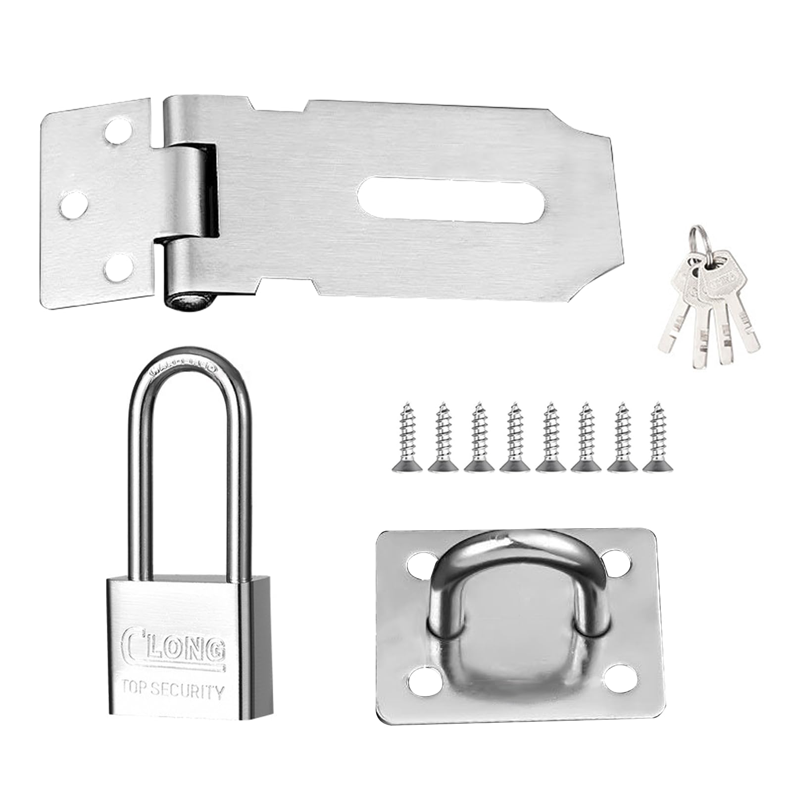 3-Inch Heavy-Duty Door Hasp & Staple Lock with Keys - 90-Degree Latch Clasp for Gates Sheds, Gardens, Bedrooms