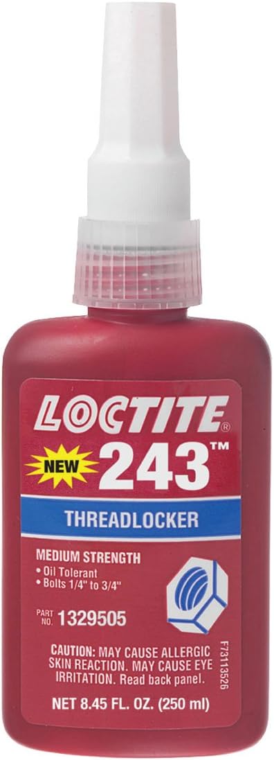 1329505 Blue 243 Medium Strength Threadlocker, 360 Degree F Maximum Temperature, 250 mL Bottle