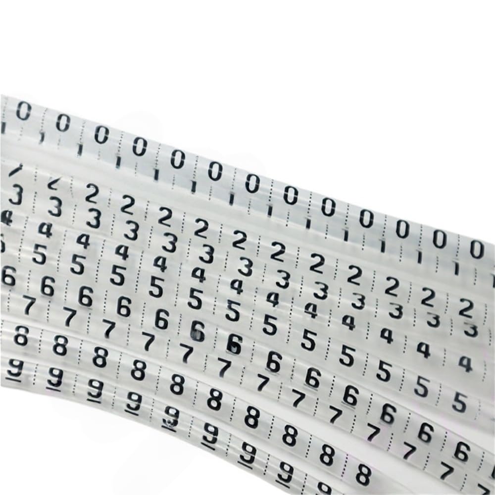 1000 szt. Drukowany znacznik kabla termokurczliwego numer 0-9, przewody oznaczone PVC stosunek kurczenia 2:1 (przezroczysty, 16 mm)