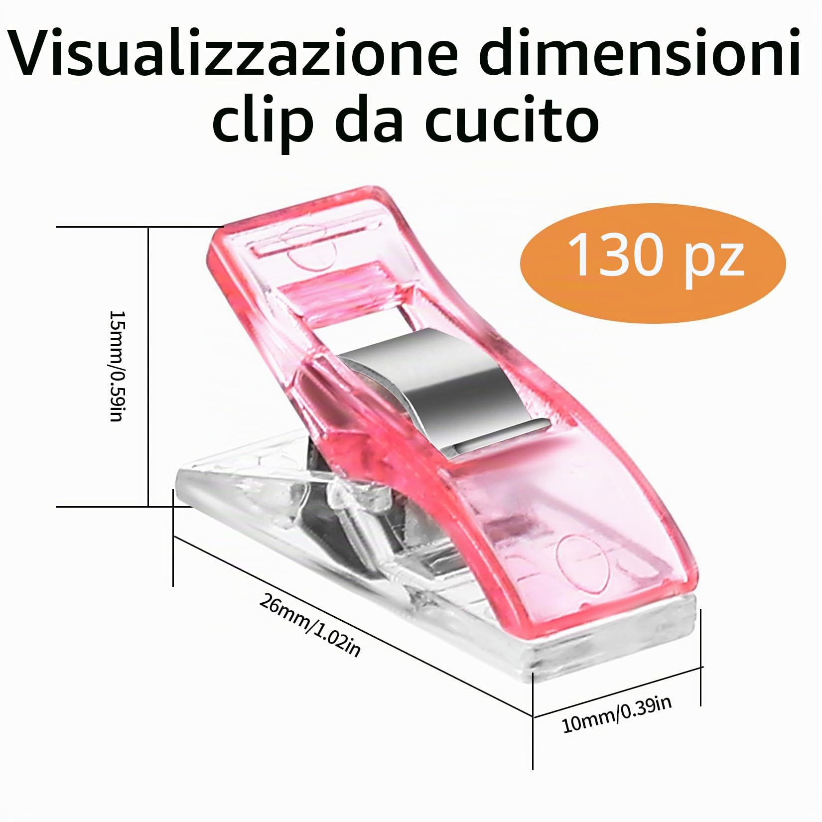 Mollette da Cucito 130 PZ, Clip per Cucire Morsetti, Clip di Plastica Multiuso per Macchina da Cucire