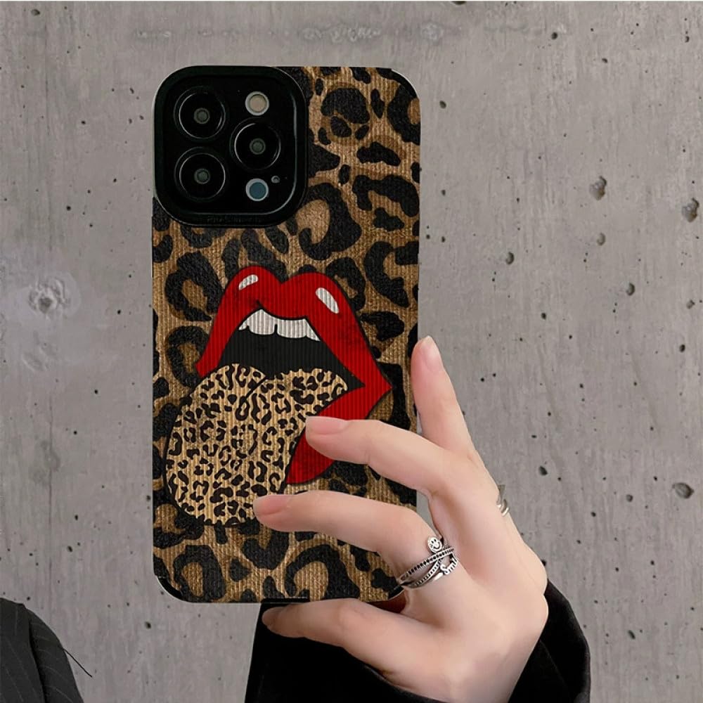 VIPAVA Custodia per telefono con stampa leopardata Pink Lip Kiss per iPhone 15 14 13 12 11 Pro Max 7 8 Plus X XS XR Cover morbida in silicone leopardata, bacio, per iPhone X