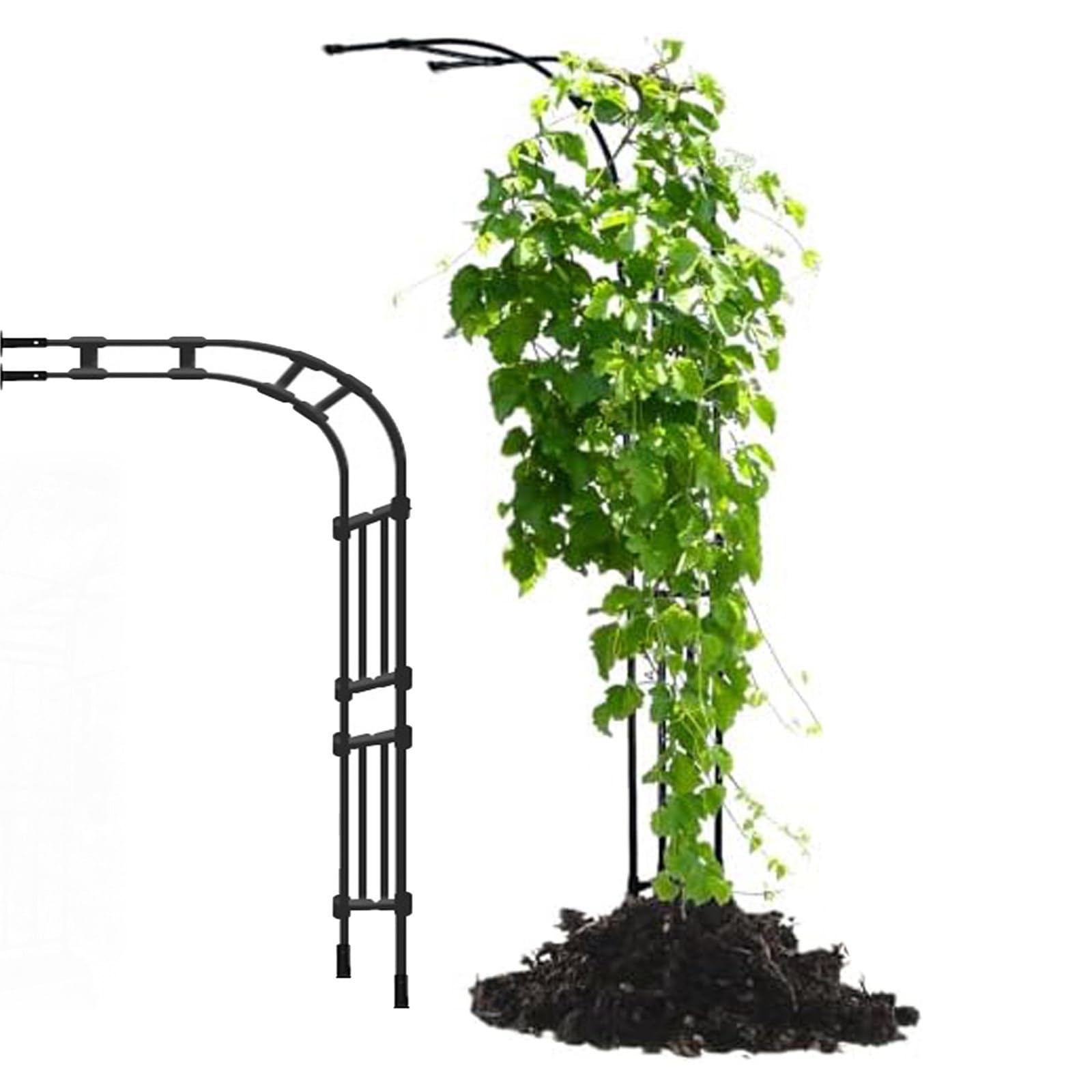 Demi Arche Arceau à Rosiers Tuteur pour Vignes Grimpantes, Arche de Jardin Demi-Mur Latéral Tonnelle Support pour Plantes Grimpantes Exterieur Pelouse Patio 240cm 267cm(Black,75x267x60cm)