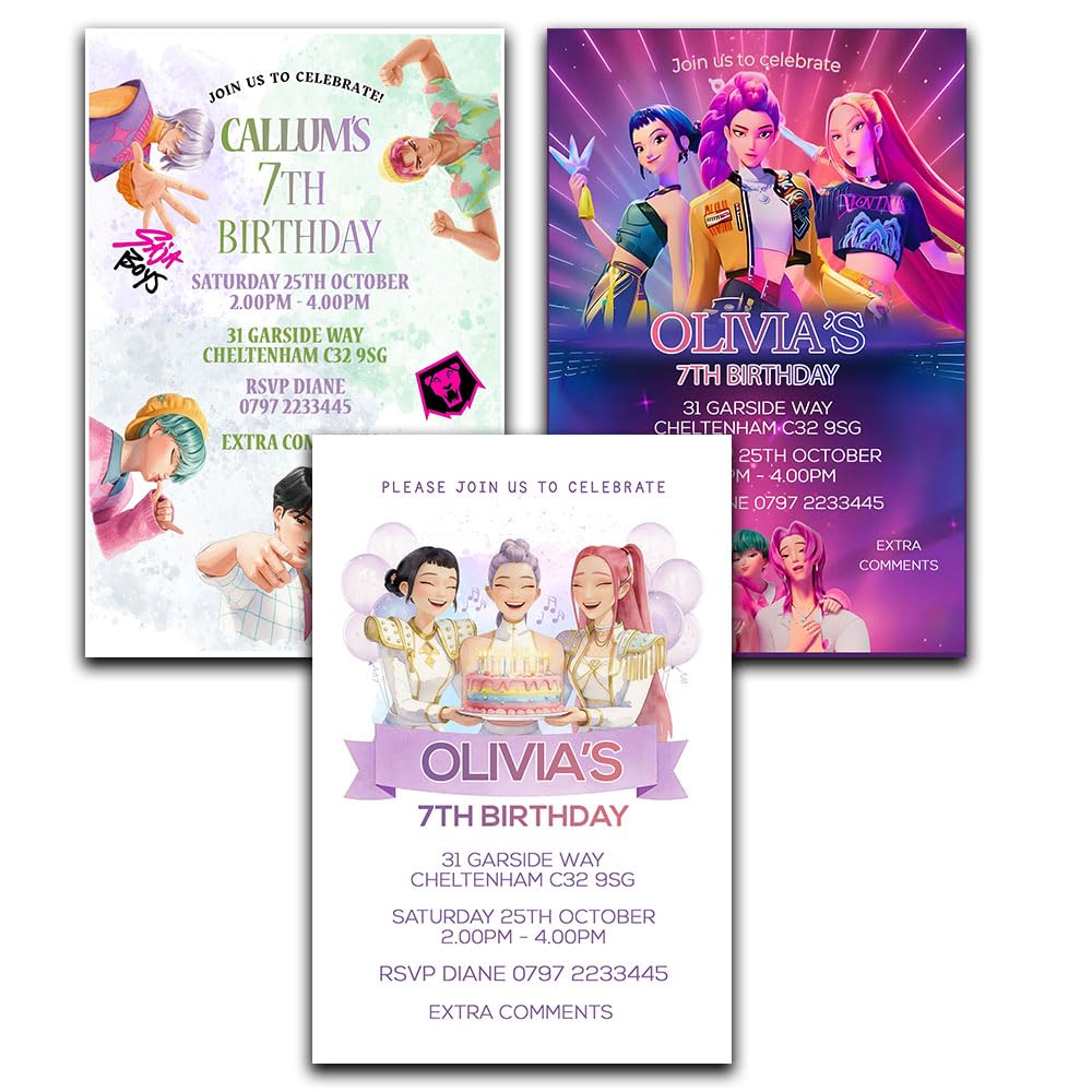 Pop Kids Personalised Party Invites Birthday Invitations & Envelopes