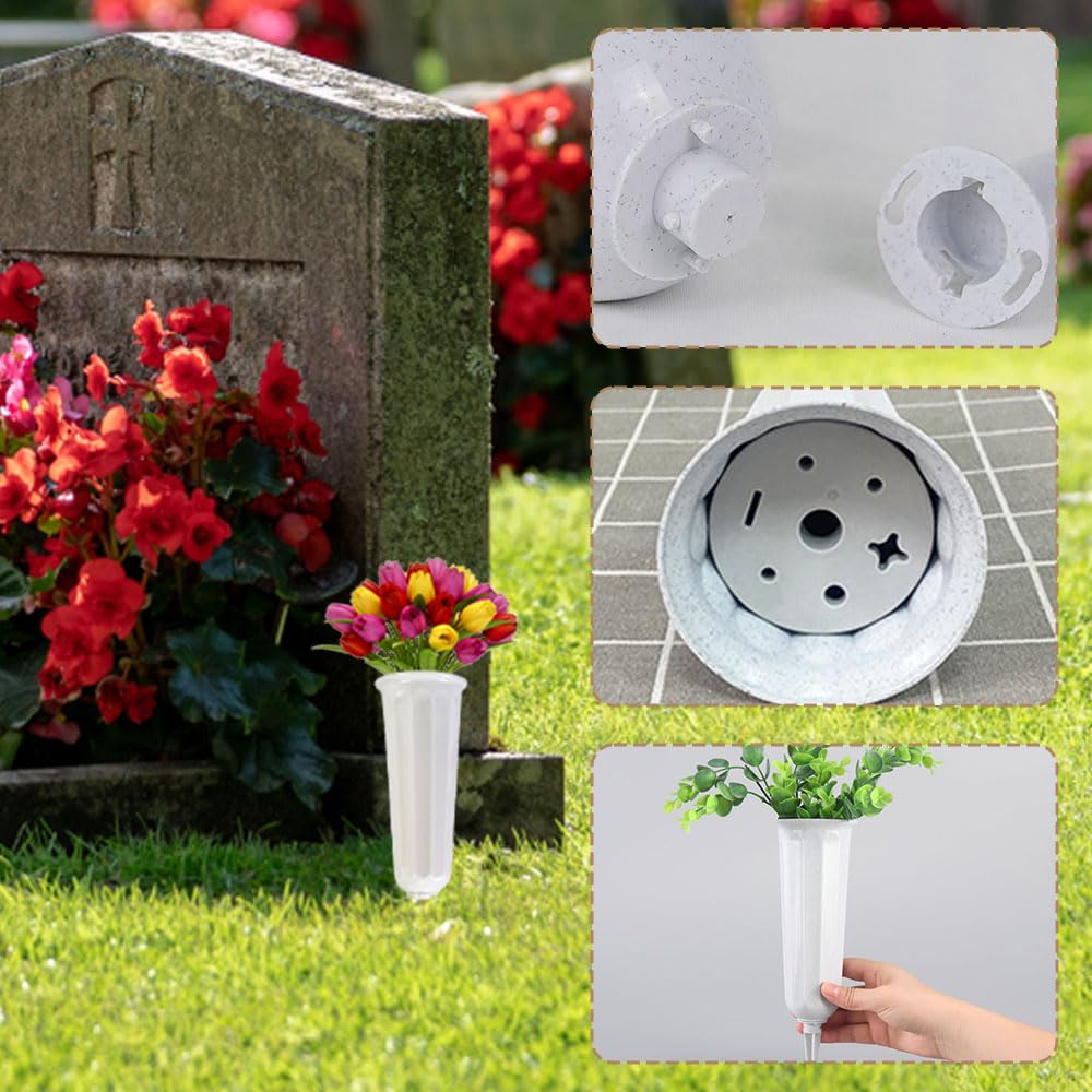 VonBueren 2 vasi per tomba con picchetto | in verde | ca. 30 x 12 cm | vaso per cimitero | vaso | decorazione per tomba